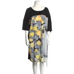 Marina Rinaldi Shift Dress Black gray yellow lemon Floral Print xxl